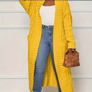 ASOS Mustard Cable Knit Cardigan